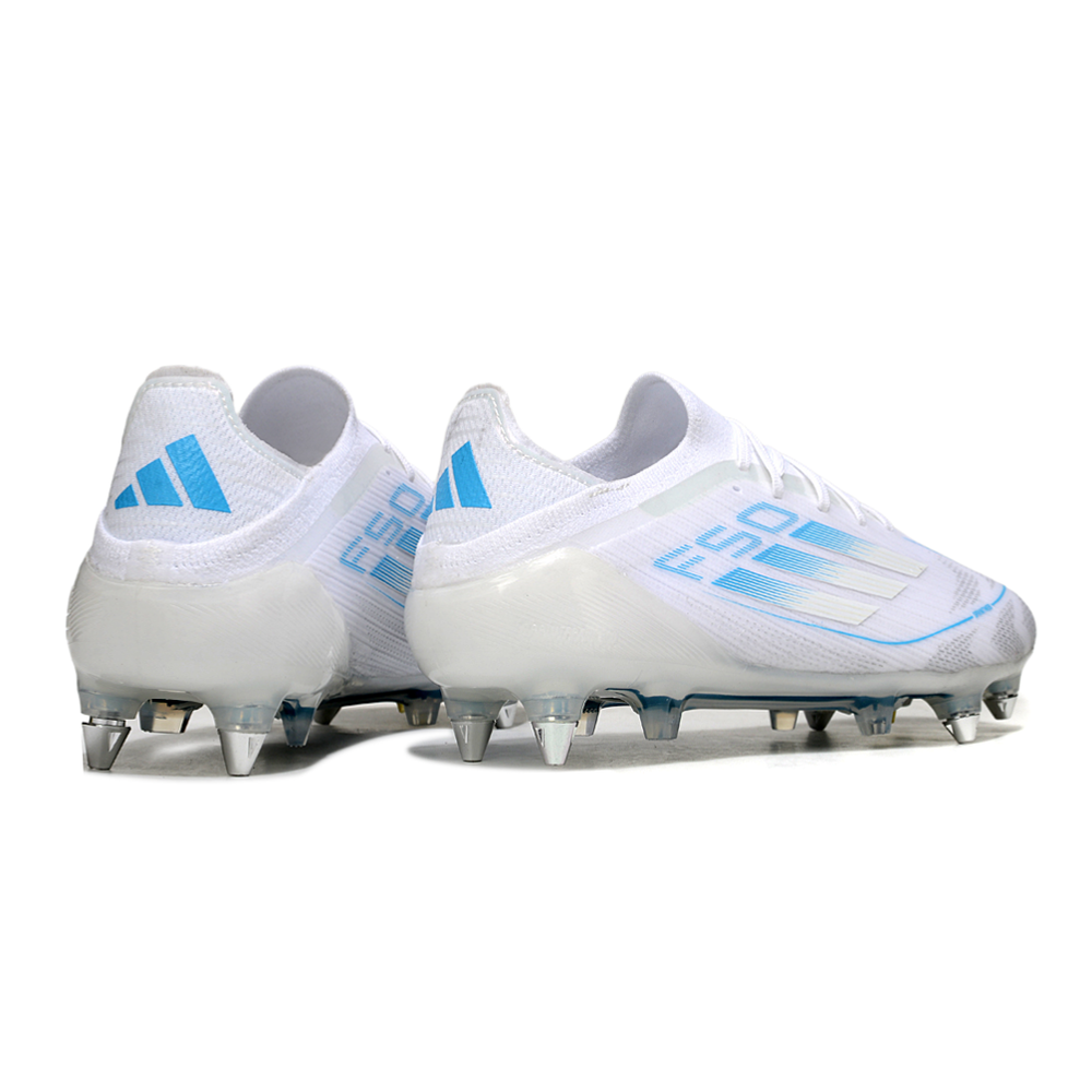 Chuteira Campo Adidas F50 Ponta de Aluminio Branca e Azul