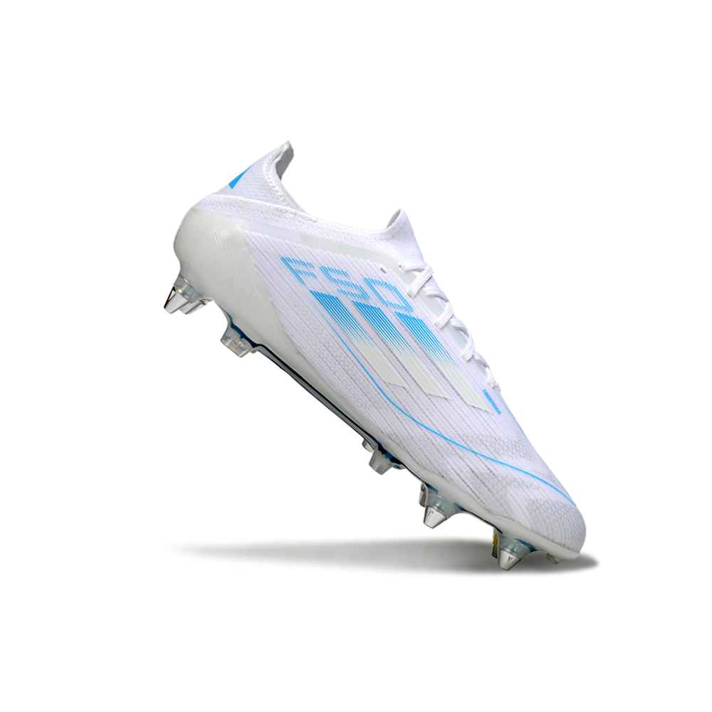 Chuteira Campo Adidas F50 Ponta de Aluminio Branca e Azul