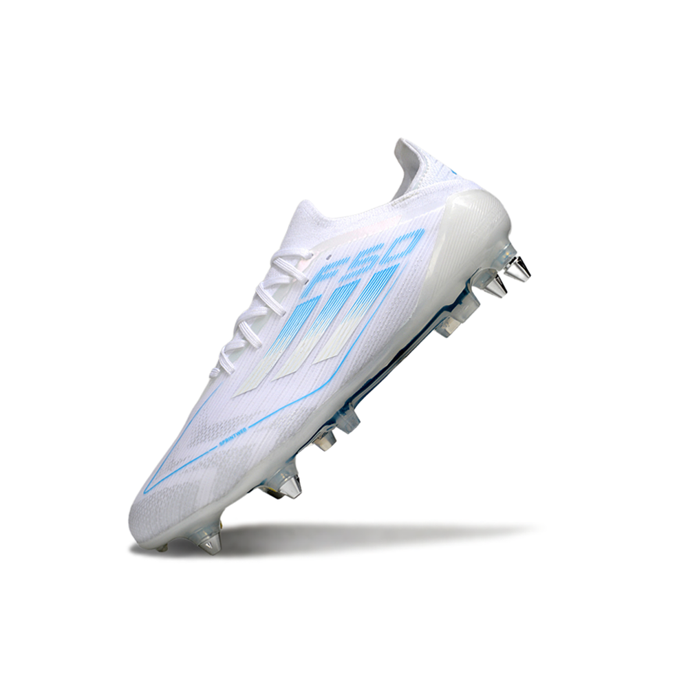 Chuteira Campo Adidas F50 Ponta de Aluminio Branca e Azul