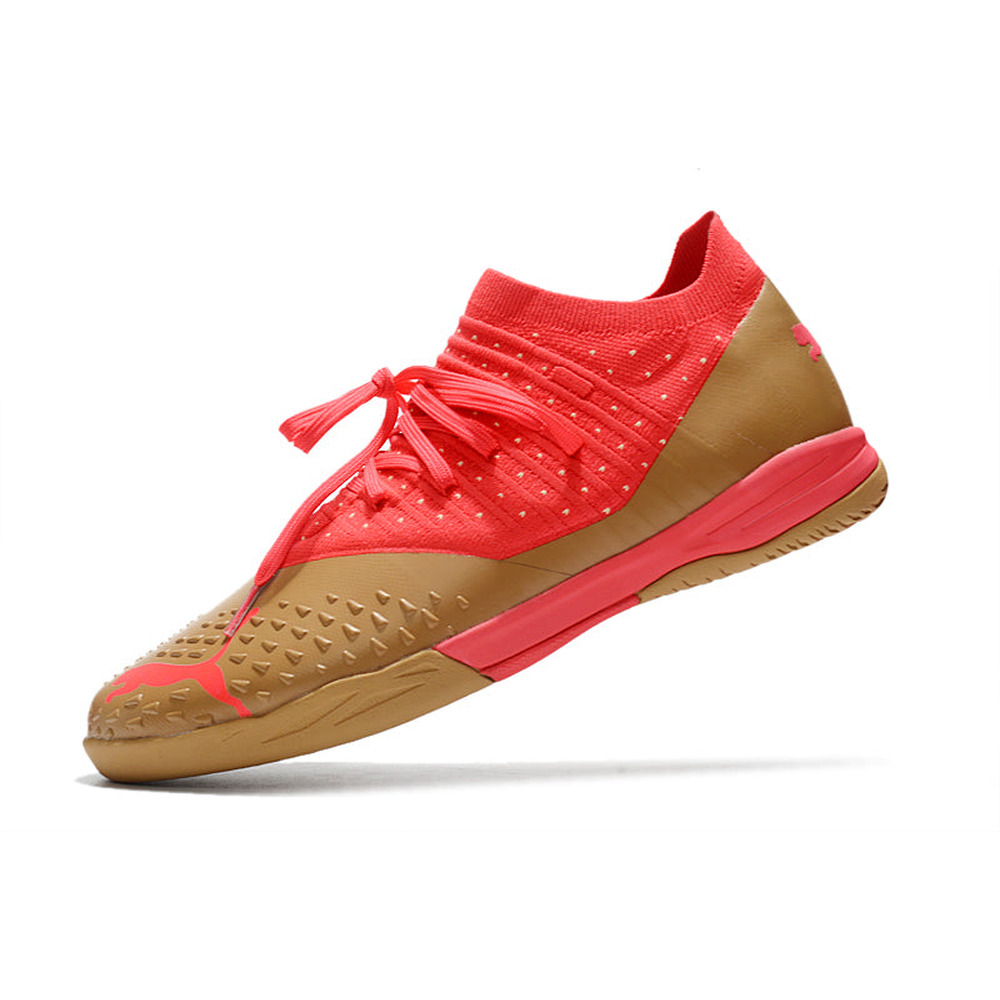 Chuteira Futsal Puma Future Z 1.3 IC Dourada e Laranja 