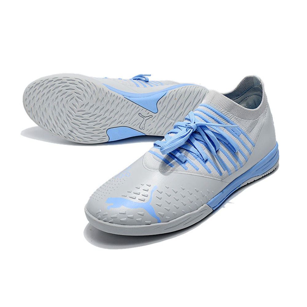 Chuteira Futsal Puma Future Z 1.3 IC Prata e Azul 