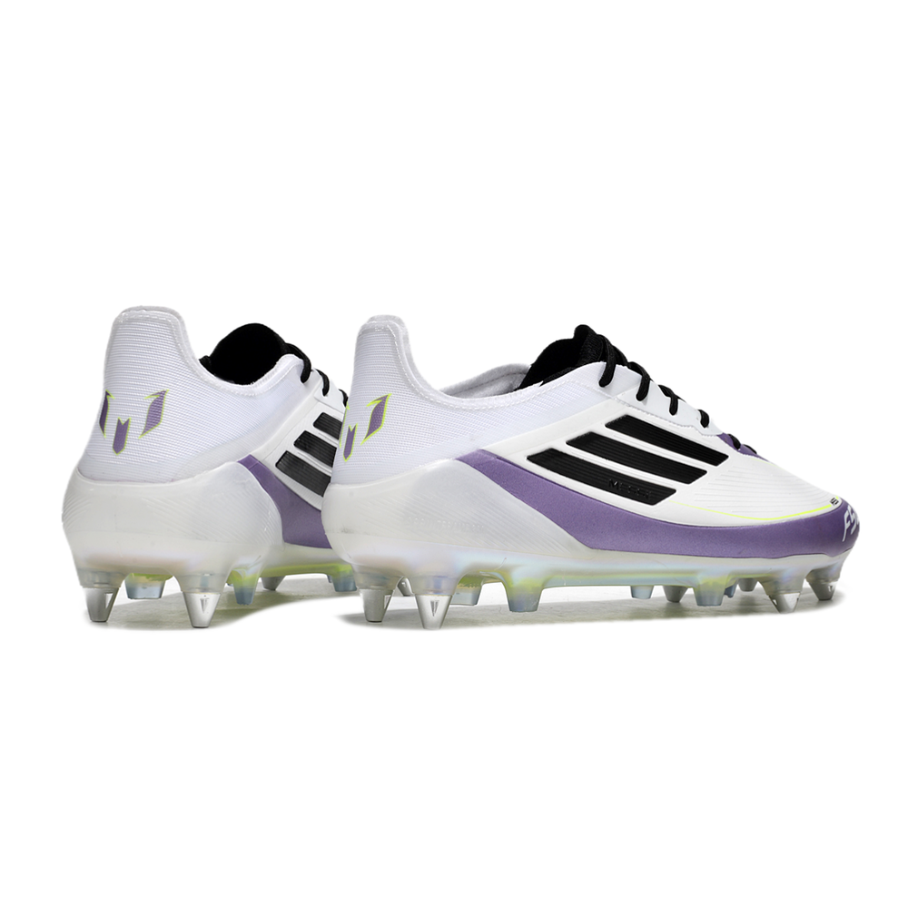 Chuteira Campo Adidas F50 Ponta de Aluminio Branca, Roxa e Verde 
