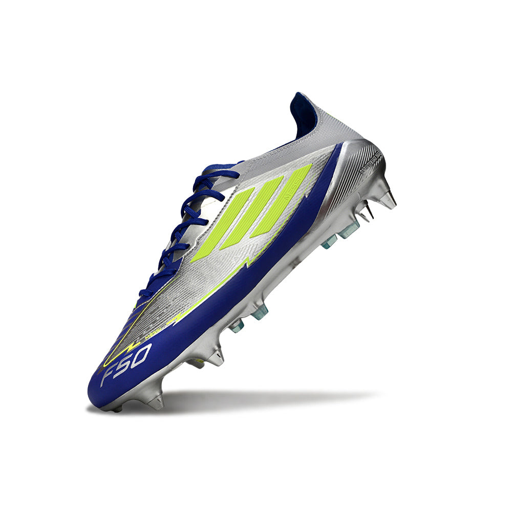 Chuteira Campo Adidas F50 Ponta de Aluminio Prata, Azul e Verde