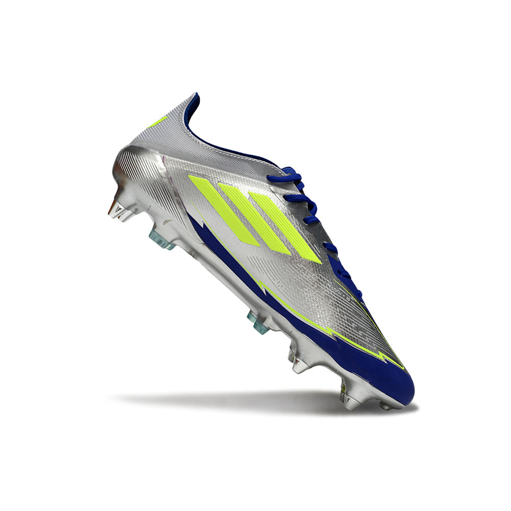 Chuteira Campo Adidas F50 Ponta de Aluminio Prata, Azul e Verde