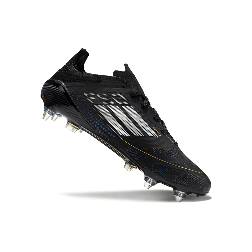 Chuteira Campo Adidas F50 Ponta de Aluminio Preta e Dourada 