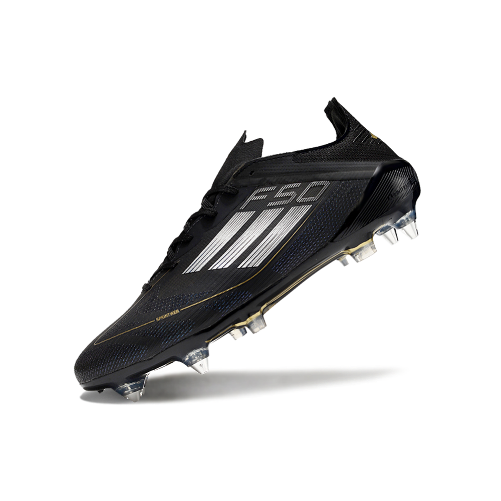 Chuteira Campo Adidas F50 Ponta de Aluminio Preta e Dourada 