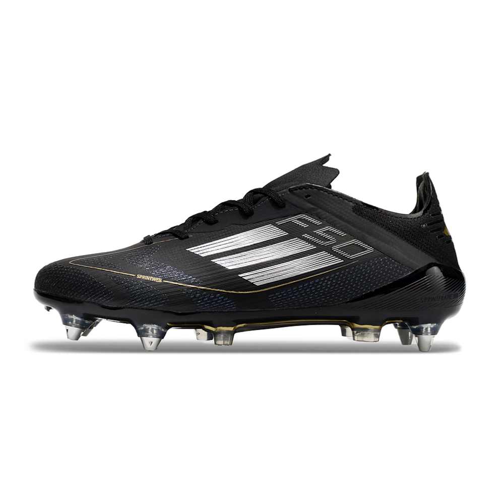 Chuteira Campo Adidas F50 Ponta de Aluminio Preta e Dourada 