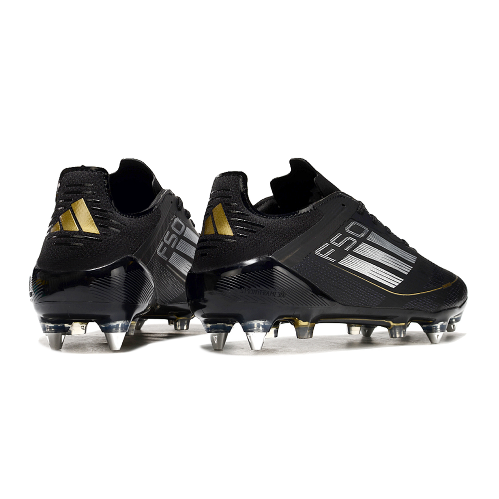 Chuteira Campo Adidas F50 Ponta de Aluminio Preta e Dourada 