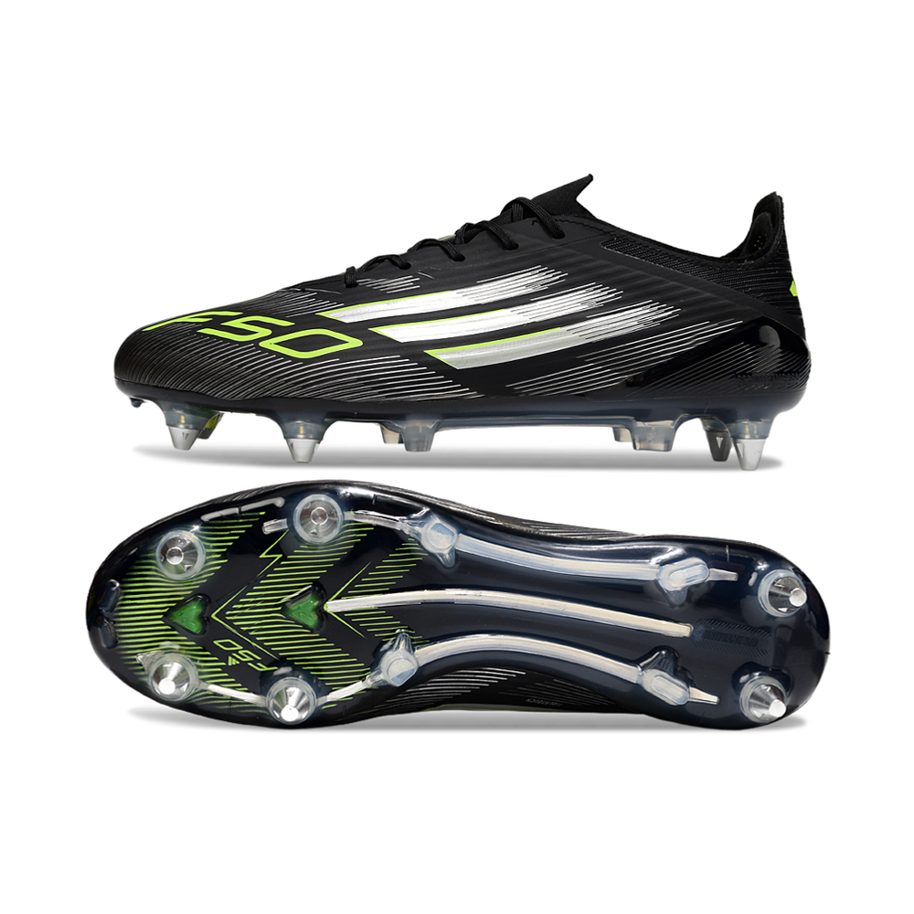 Chuteira Campo Adidas F50 Ponta de Aluminio Preta e Verde