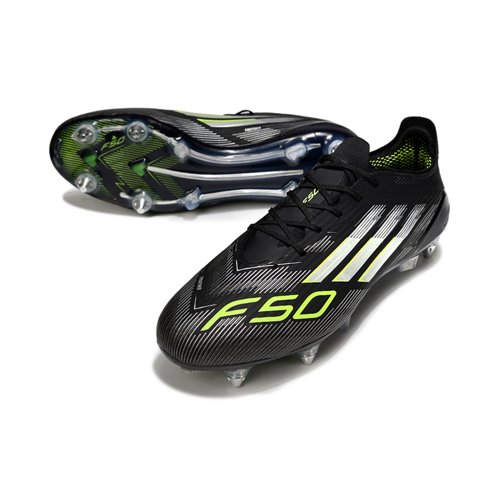 Chuteira Campo Adidas F50 Ponta de Aluminio Preta e Verde
