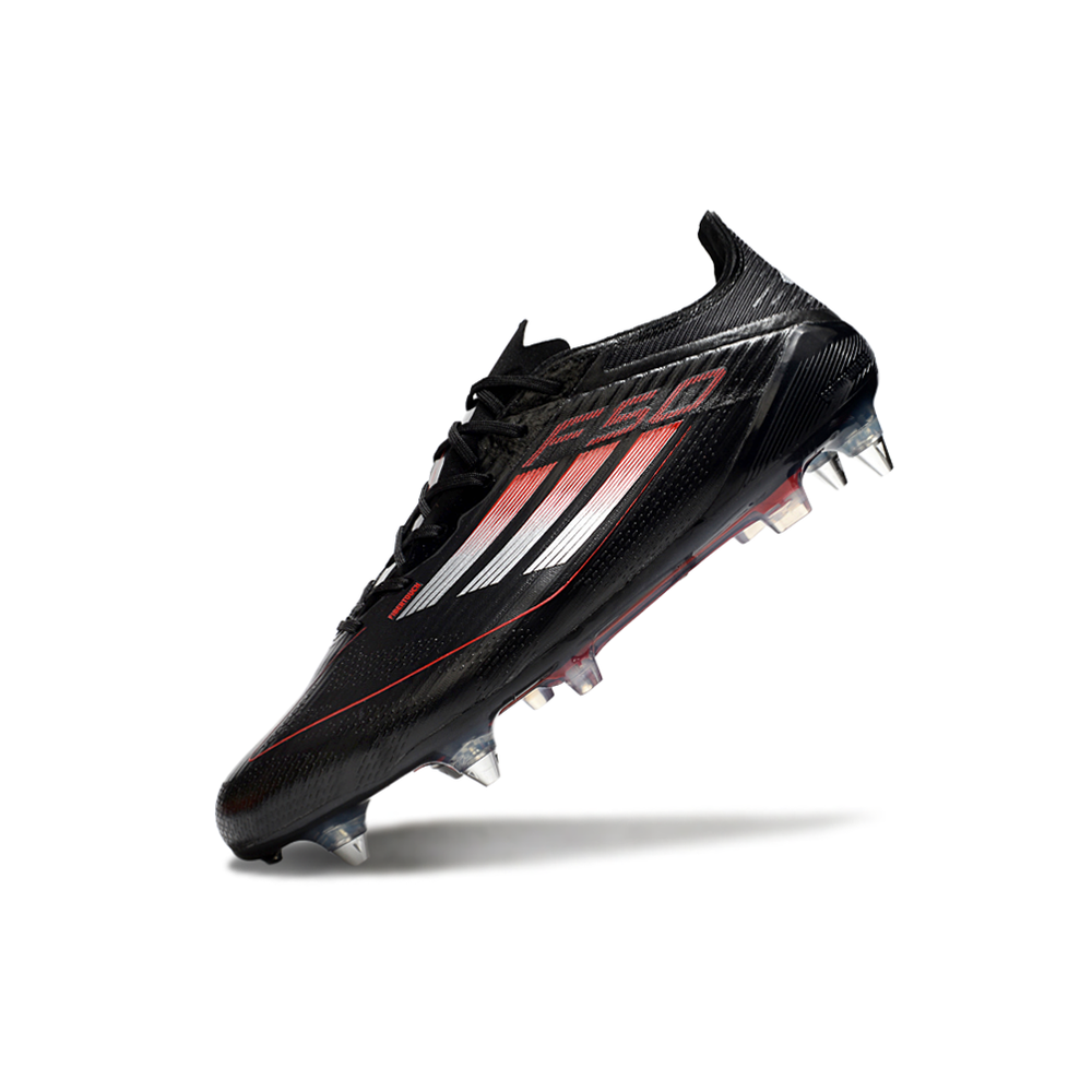Chuteira Campo Adidas F50 Ponta de Aluminio Preta e Vermelha