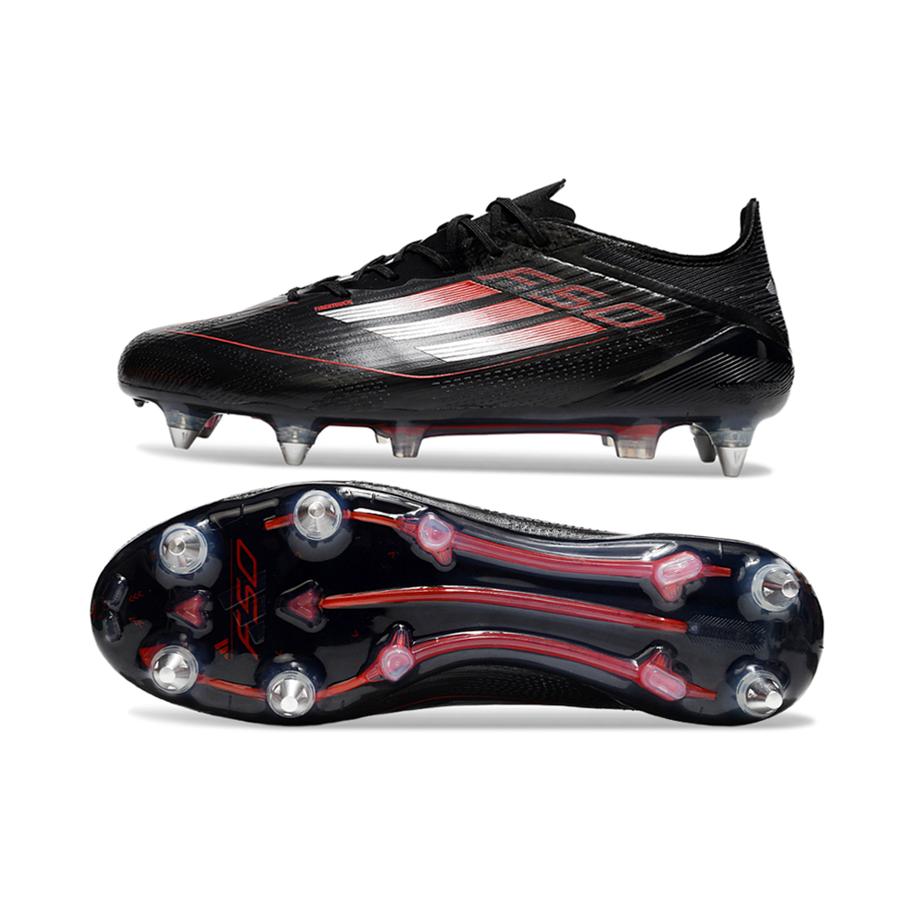 Chuteira Campo Adidas F50 Ponta de Aluminio Preta e Vermelha