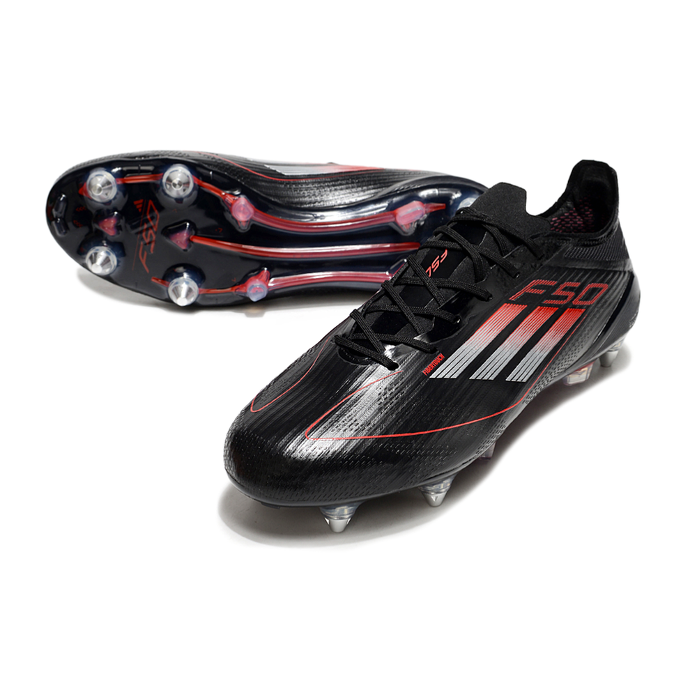 Chuteira Campo Adidas F50 Ponta de Aluminio Preta e Vermelha