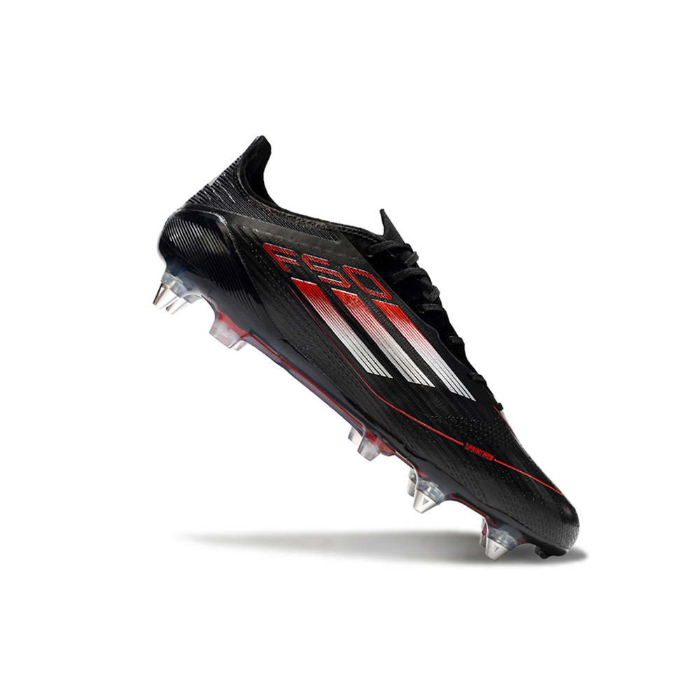 Chuteira Campo Adidas F50 Ponta de Aluminio Preta e Vermelha