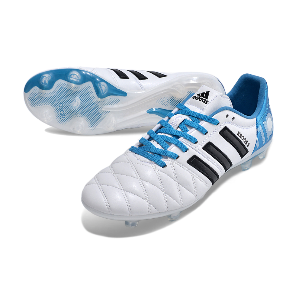 Chuteira Campo Adidas AdiPure 11 Pro FG Branca e Azul 