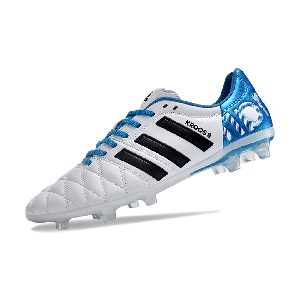 Chuteira Campo Adidas AdiPure 11 Pro FG Branca e Azul 