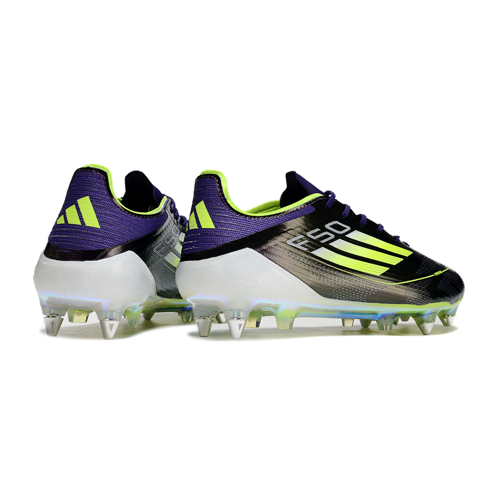 Chuteira Campo Adidas F50 Ponta de Aluminio Roxa e Verde 