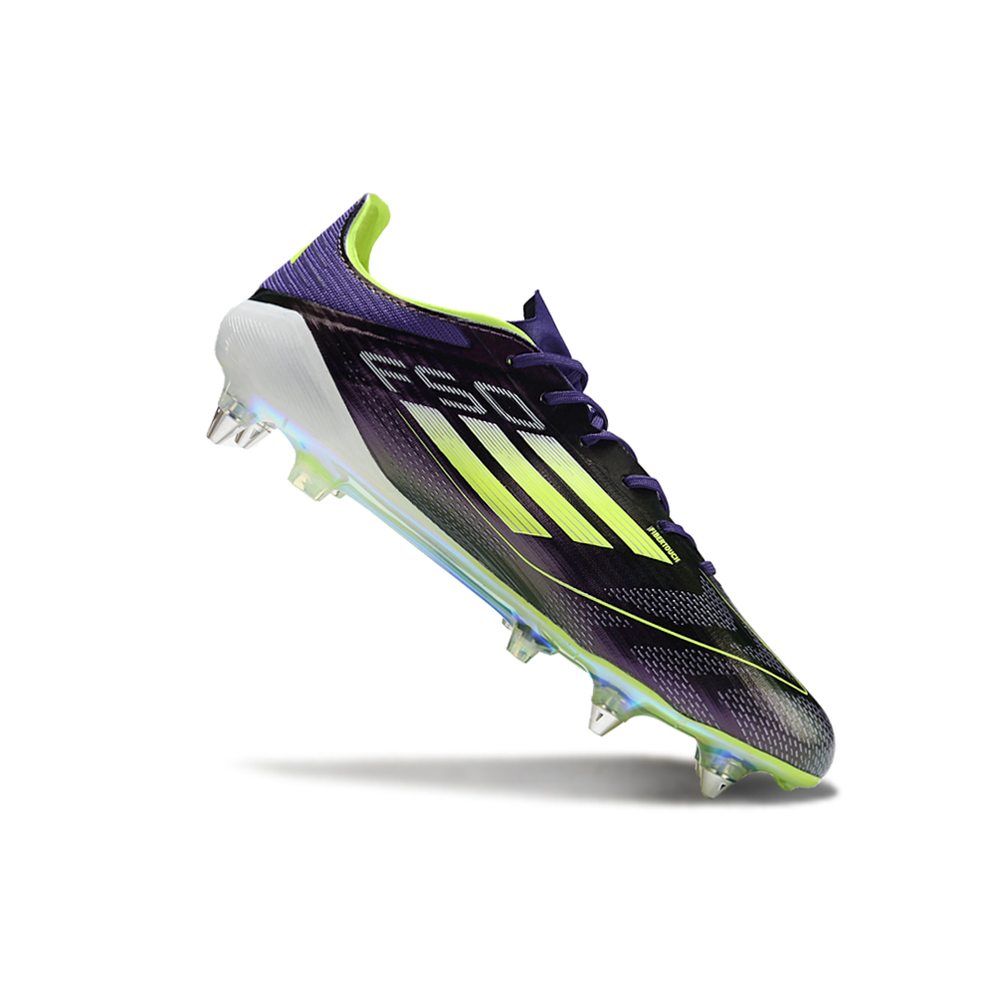 Chuteira Campo Adidas F50 Ponta de Aluminio Roxa e Verde 