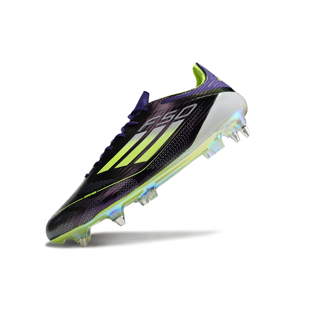 Chuteira Campo Adidas F50 Ponta de Aluminio Roxa e Verde 