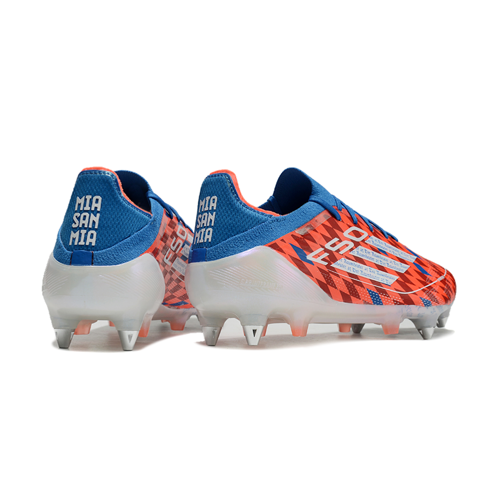 Chuteira Campo Adidas F50 Ponta de Aluminio Vermelha e Azul
