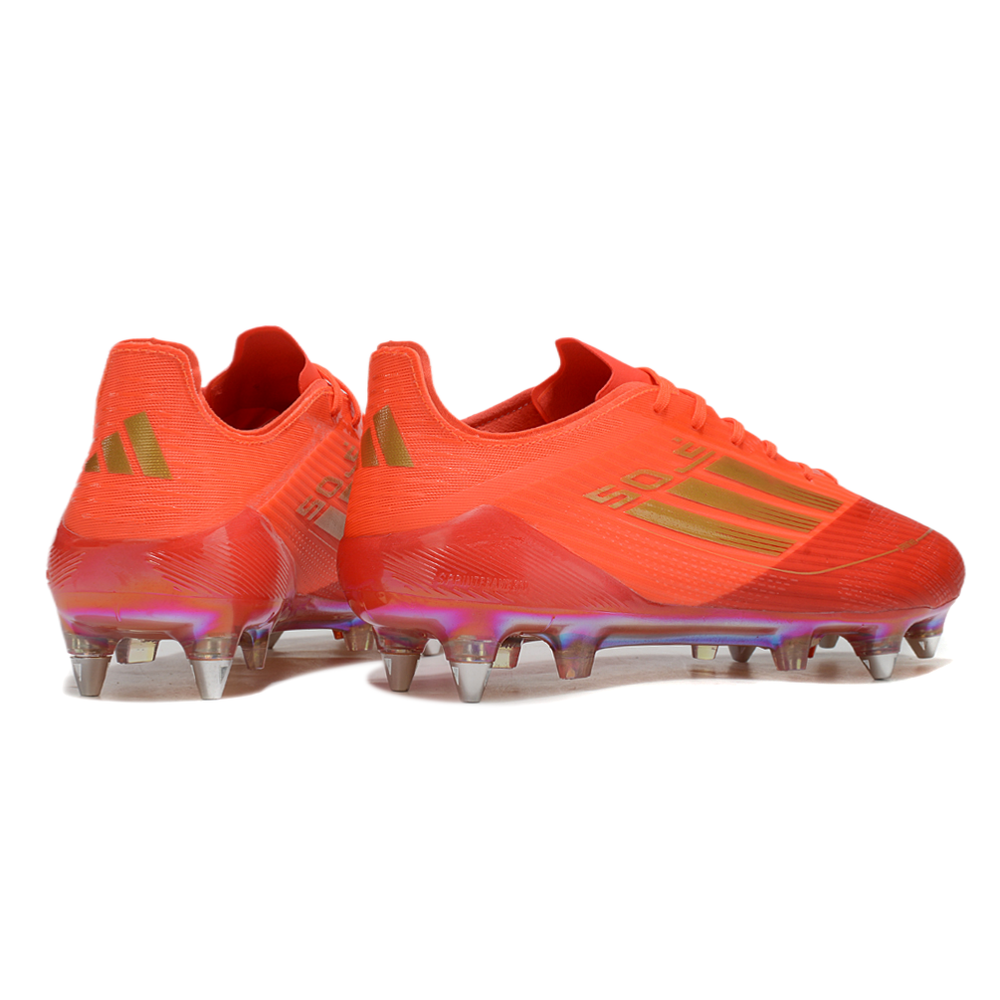 Chuteira Campo Adidas F50 Ponta de Aluminio Vermelho e Dourado