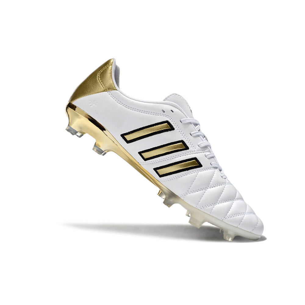 Chuteira Campo Adidas AdiPure 11 Pro FG Branca e Dourada 