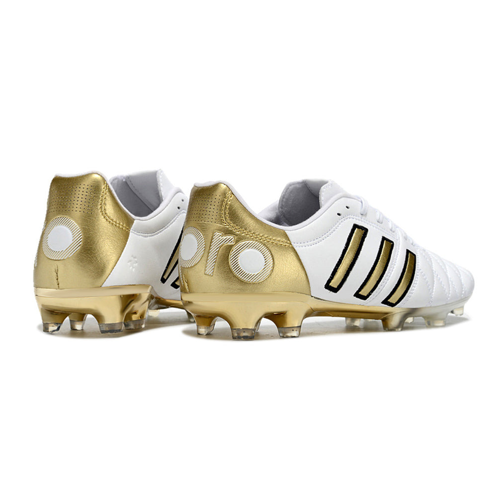 Chuteira Campo Adidas AdiPure 11 Pro FG Branca e Dourada 