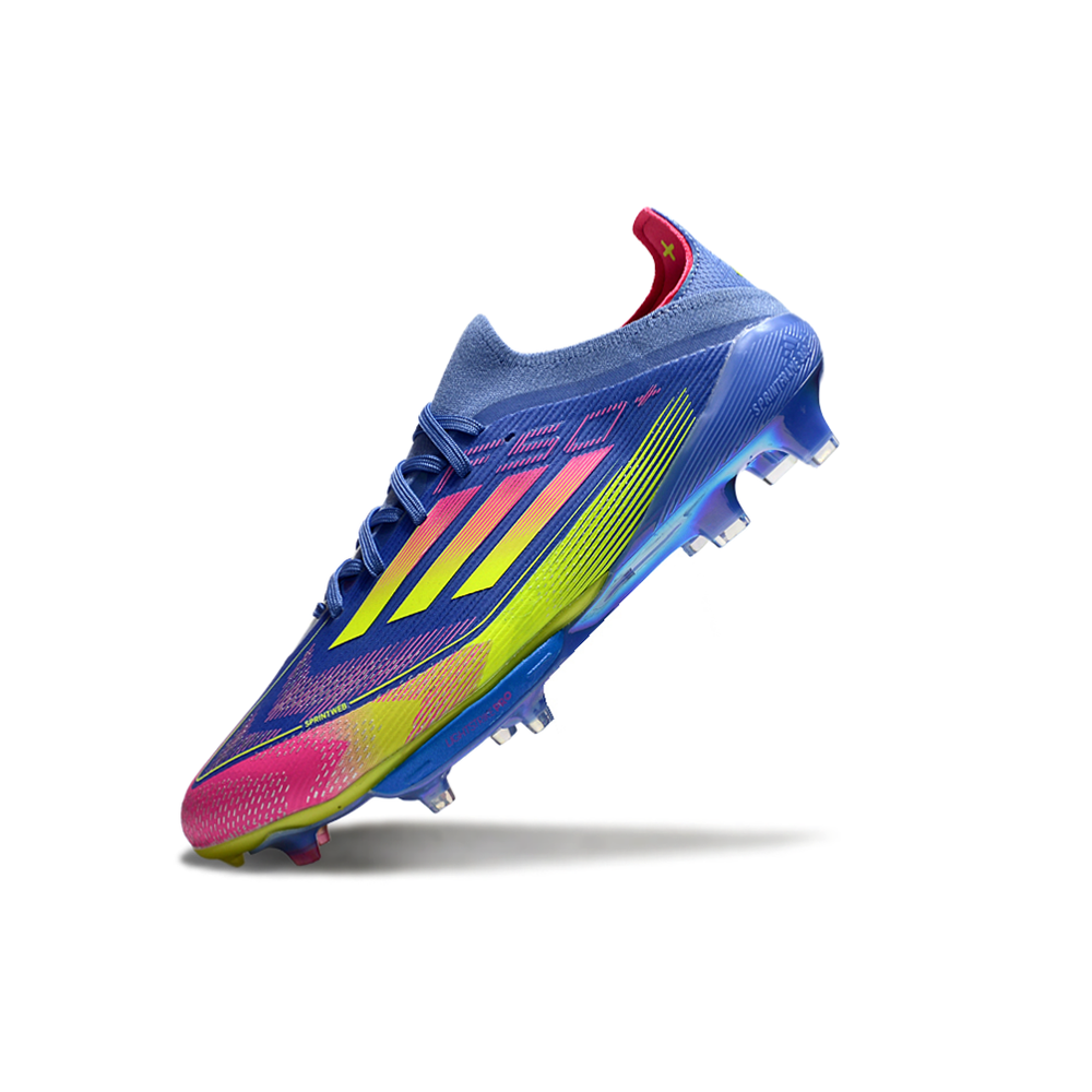 Chuteira Campo Adidas F50+ FG Azul e Rosa 
