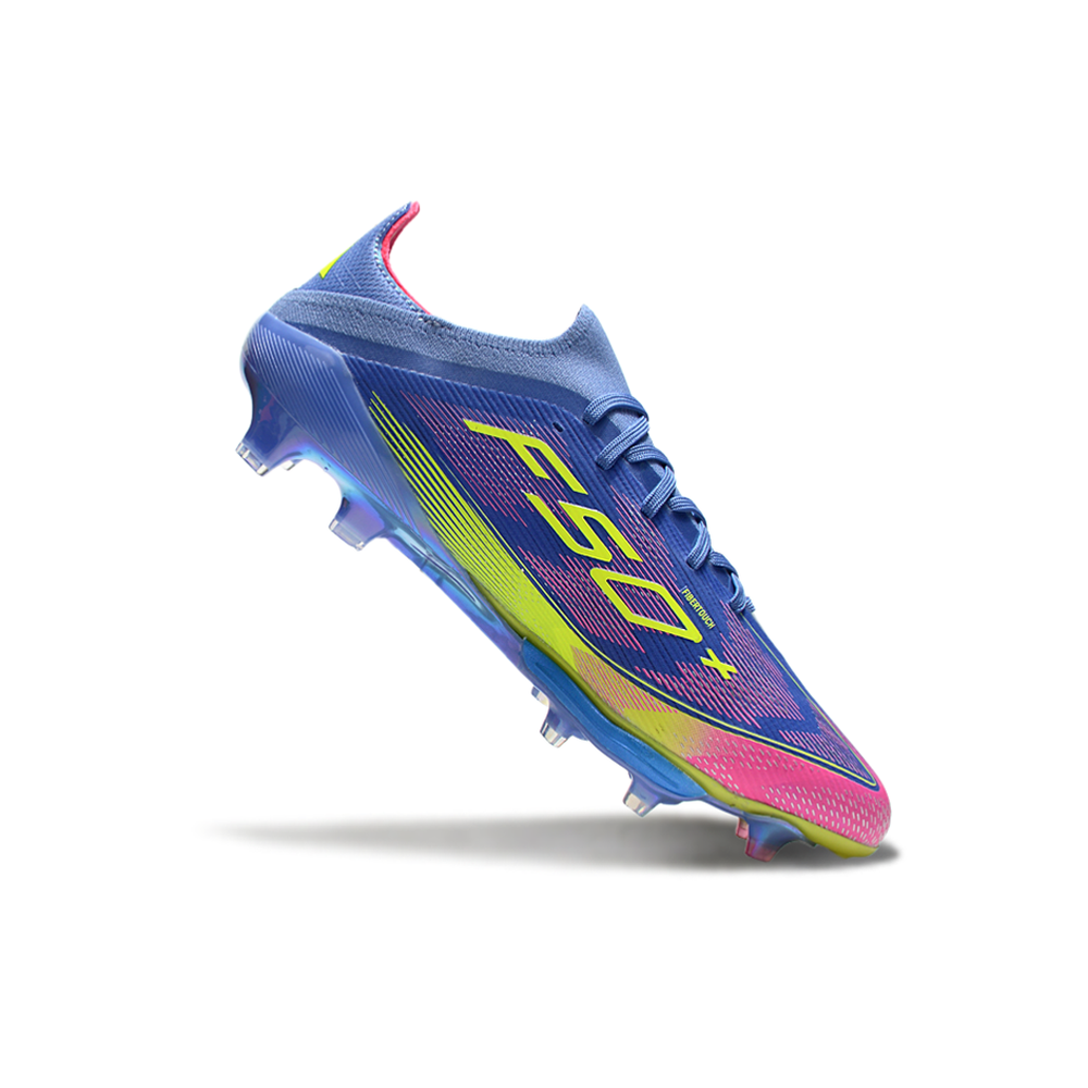 Chuteira Campo Adidas F50+ FG Azul e Rosa 