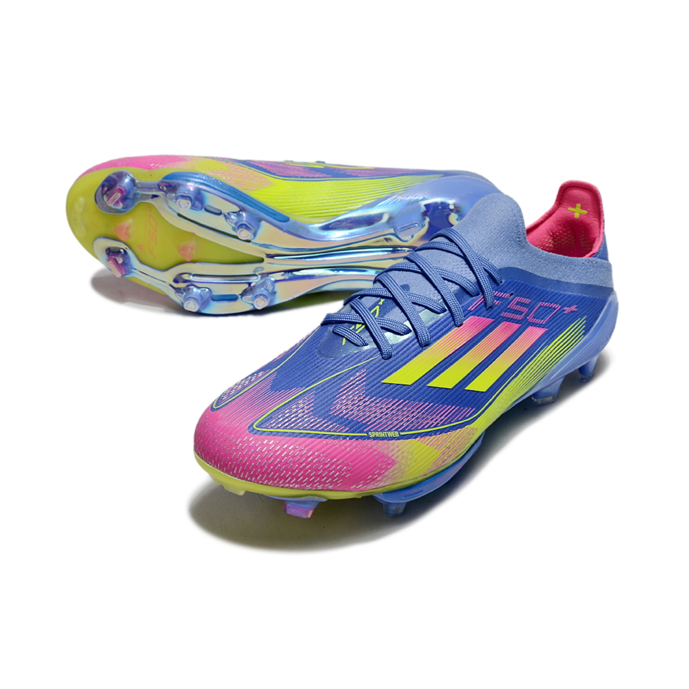 Chuteira Campo Adidas F50+ FG Azul e Rosa 