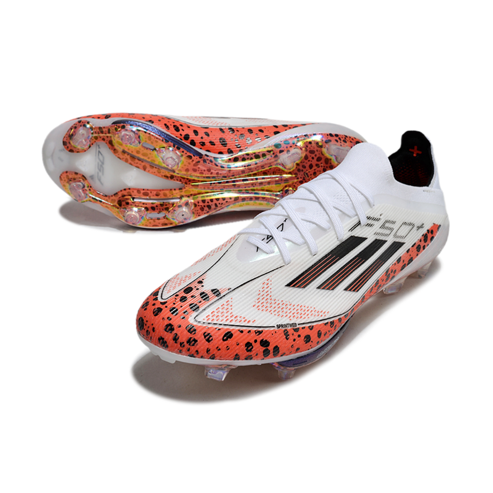 Chuteira Campo Adidas F50+ FG Branca e Laranja
