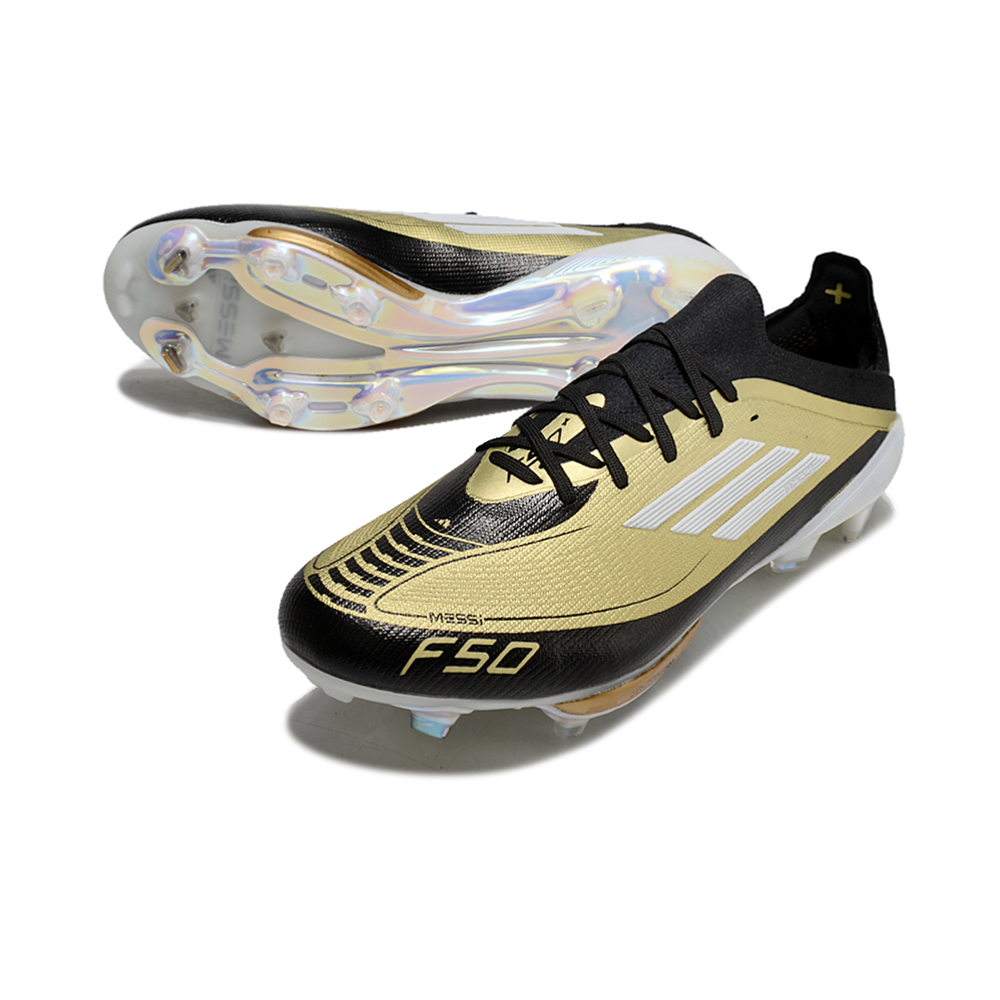 Chuteira Campo Adidas F50+ FG Messi Dourada e Preto 