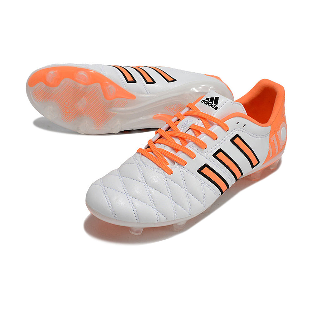 Chuteira Campo Adidas AdiPure 11 Pro FG Branca e Laranja