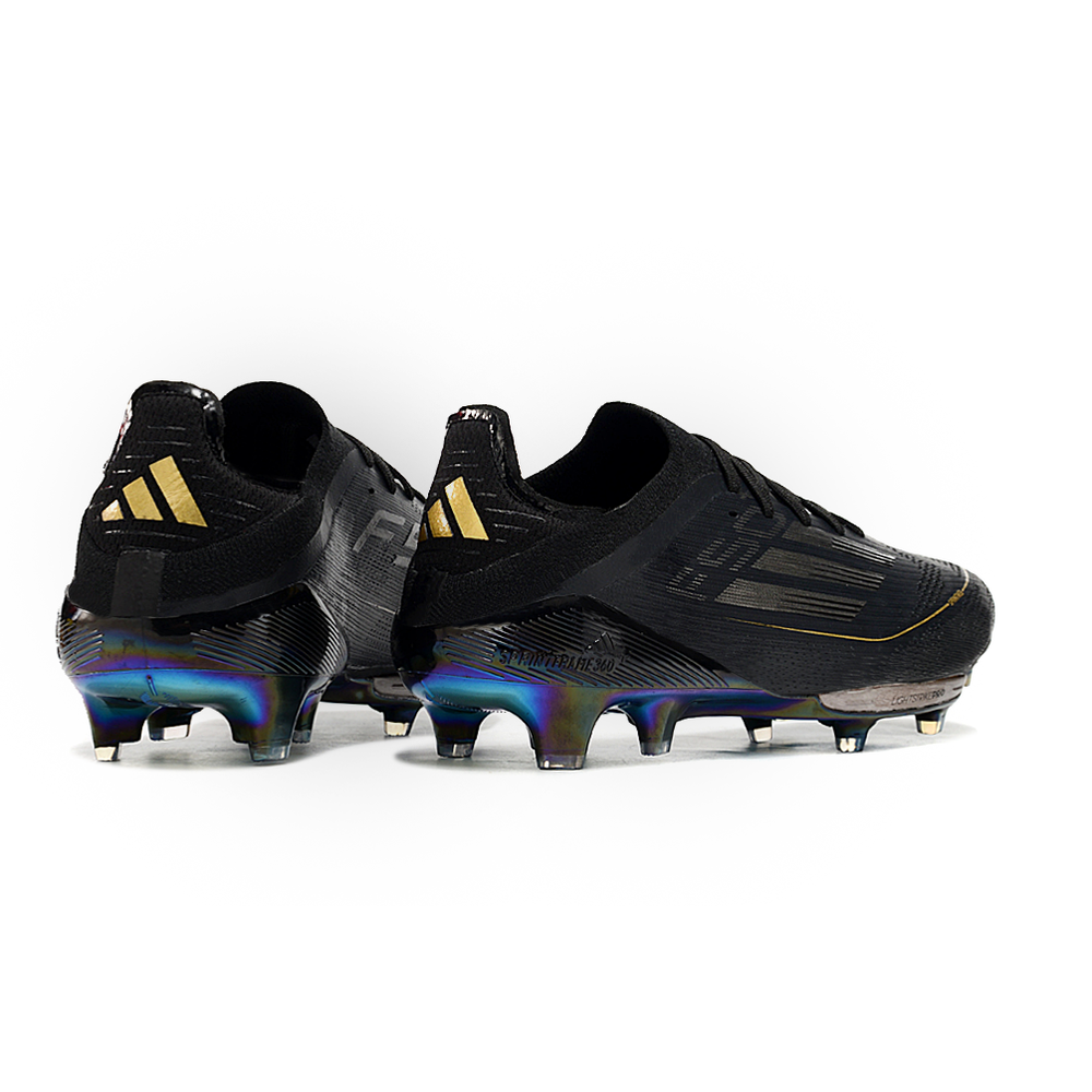 Chuteira Campo Adidas F50+ FG Preta e Dourada 