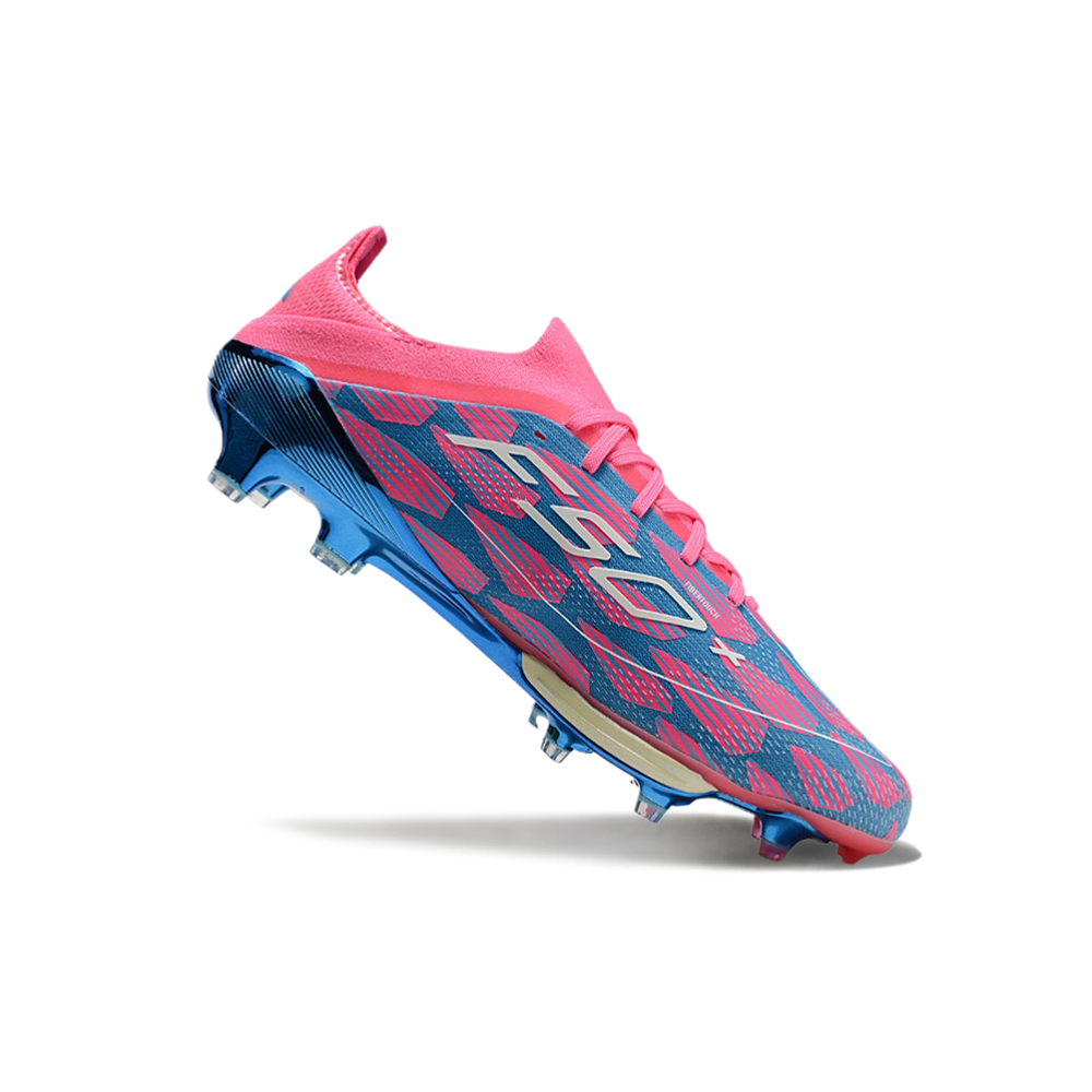 Chuteira Campo Adidas F50+ FG Rosa, Azul e Branca 