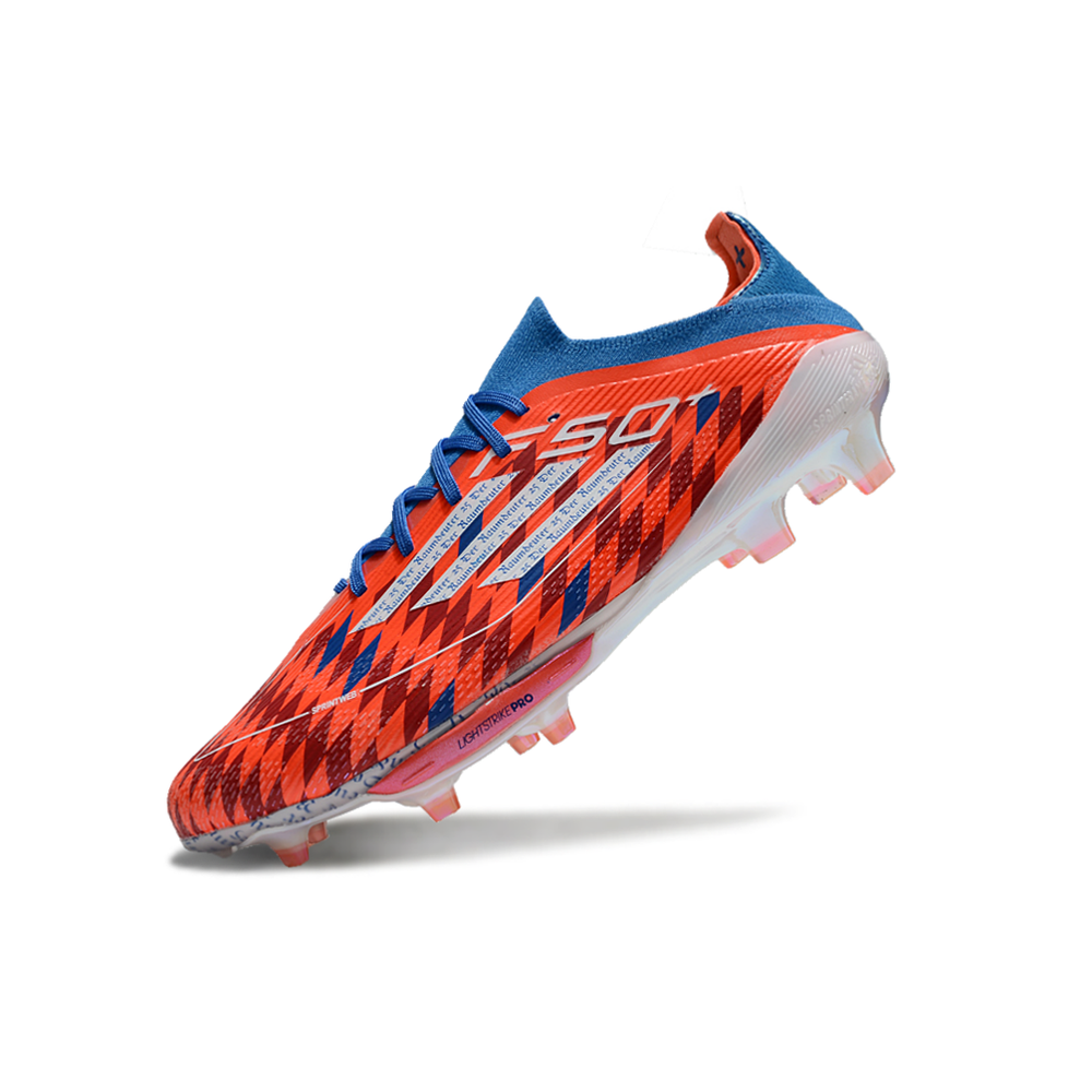 Chuteira Campo Adidas F50+ FG Vermelha e Azul