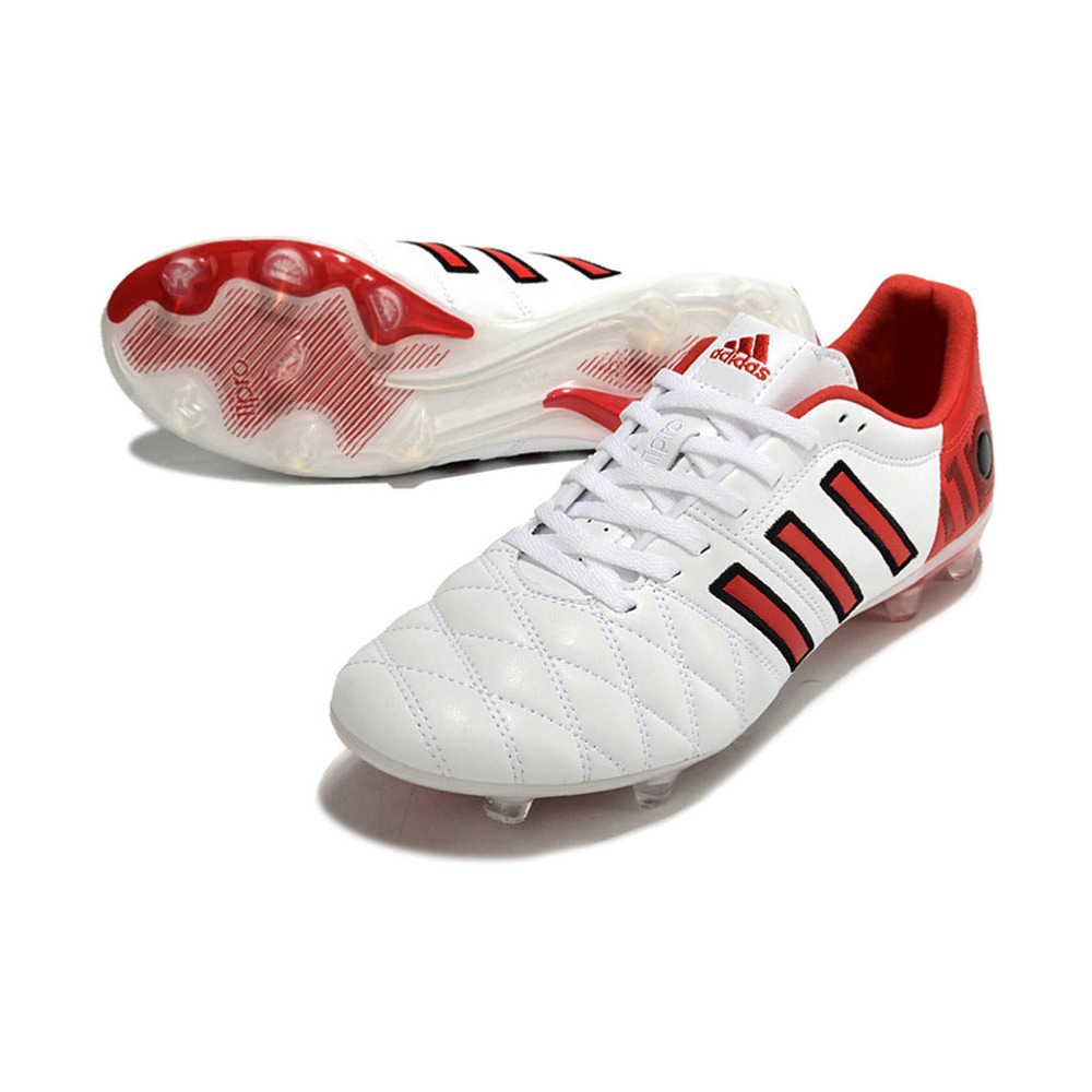 Chuteira Campo Adidas AdiPure 11 Pro FG Branca e Vermelha