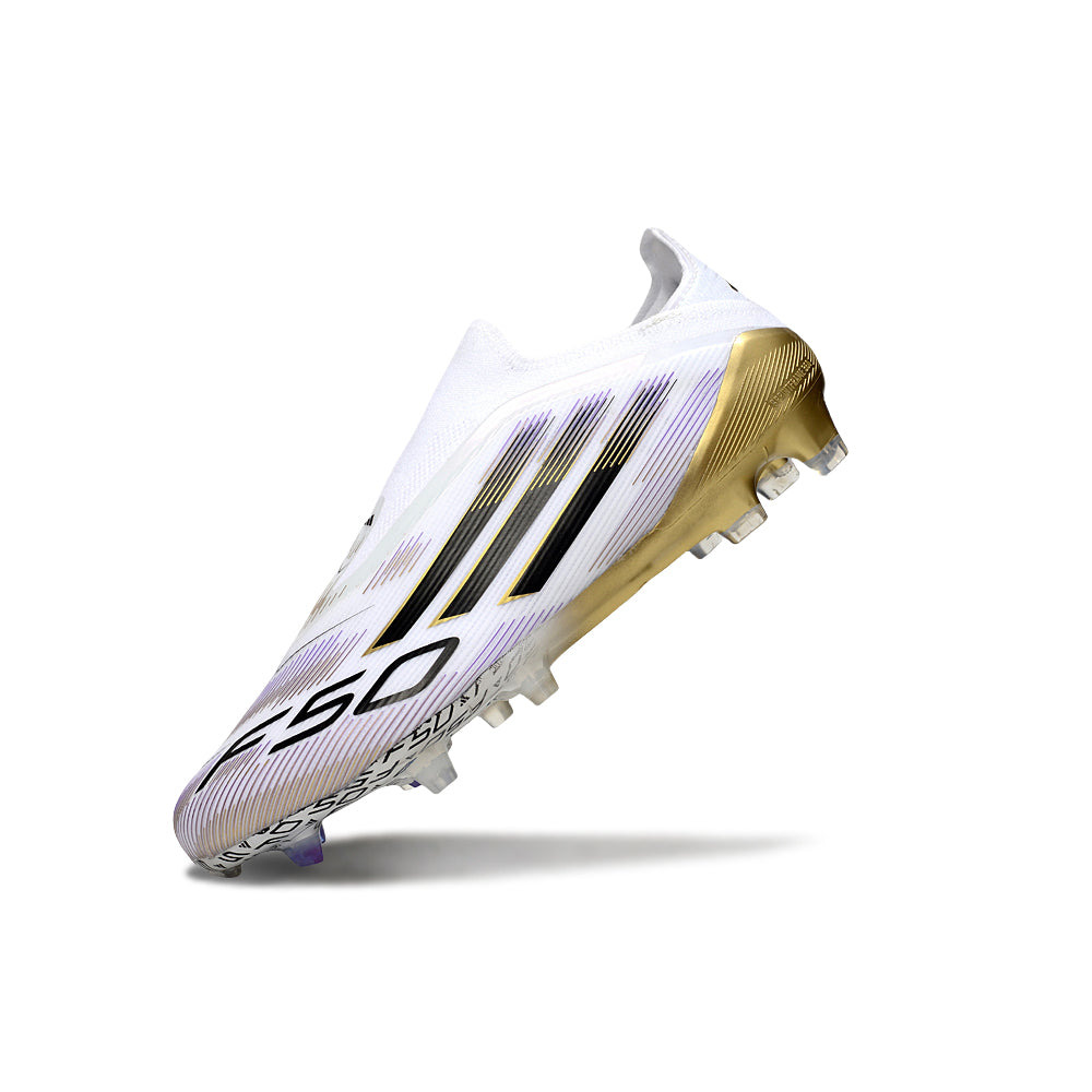 Chuteira Campo Adidas F50+ LL FG Branca e Dourada