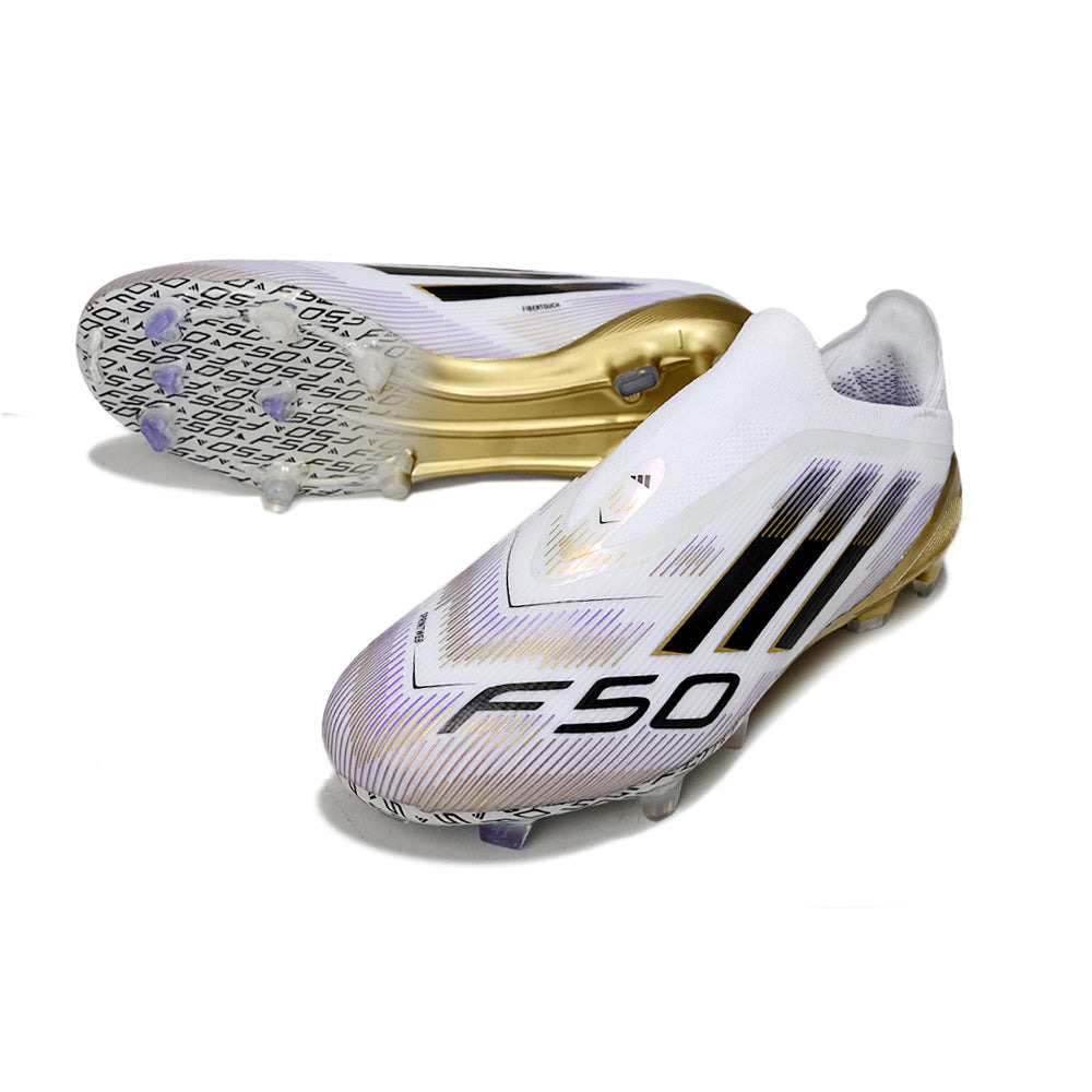Chuteira Campo Adidas F50+ LL FG Branca e Dourada