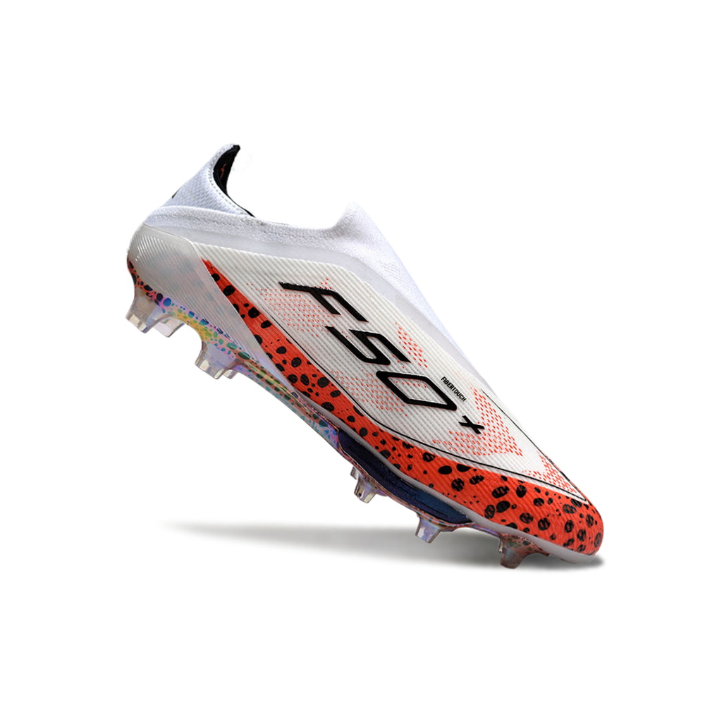 Chuteira Campo Adidas F50+ LL FG Branca e Laranja