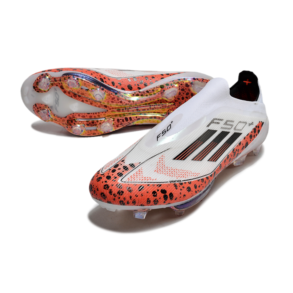 Chuteira Campo Adidas F50+ LL FG Branca e Laranja