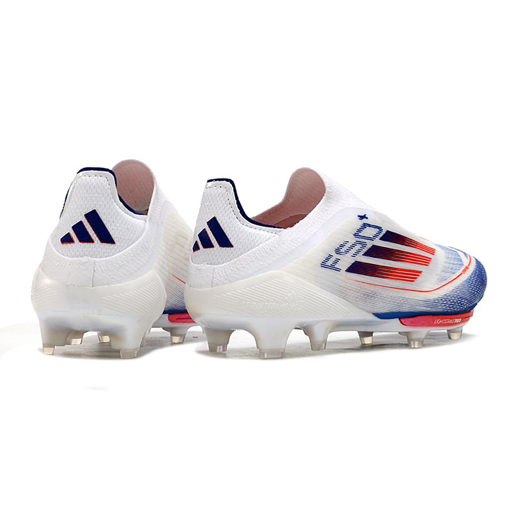 Chuteira Campo Adidas F50+ LL FG Branca, Azul e Laranja 