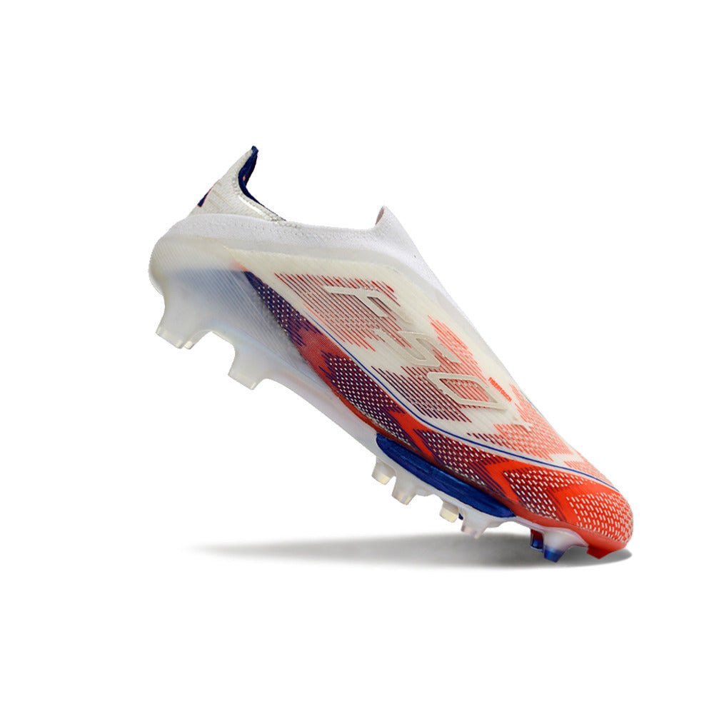 Chuteira Campo Adidas F50+ LL FG Branca, Azul e Vermelha 