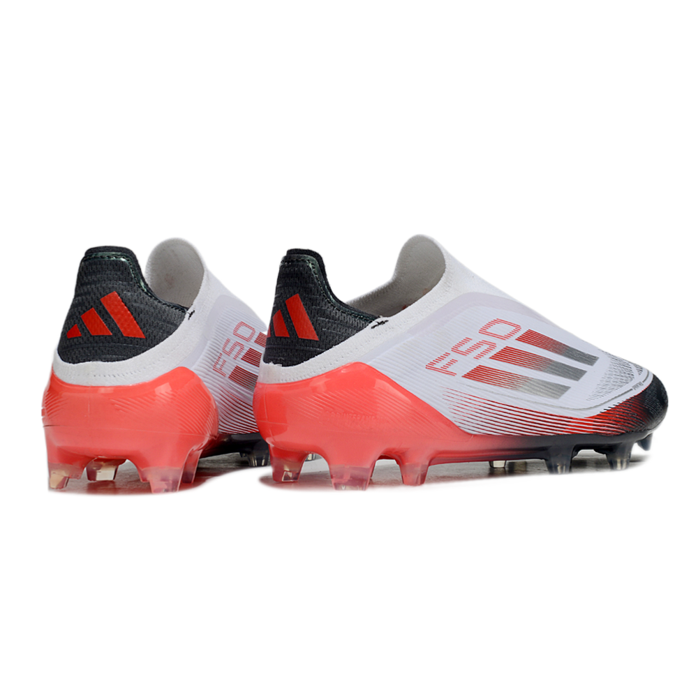 Chuteira Campo Adidas F50+ LL FG Branca, Cinza e Vermelha