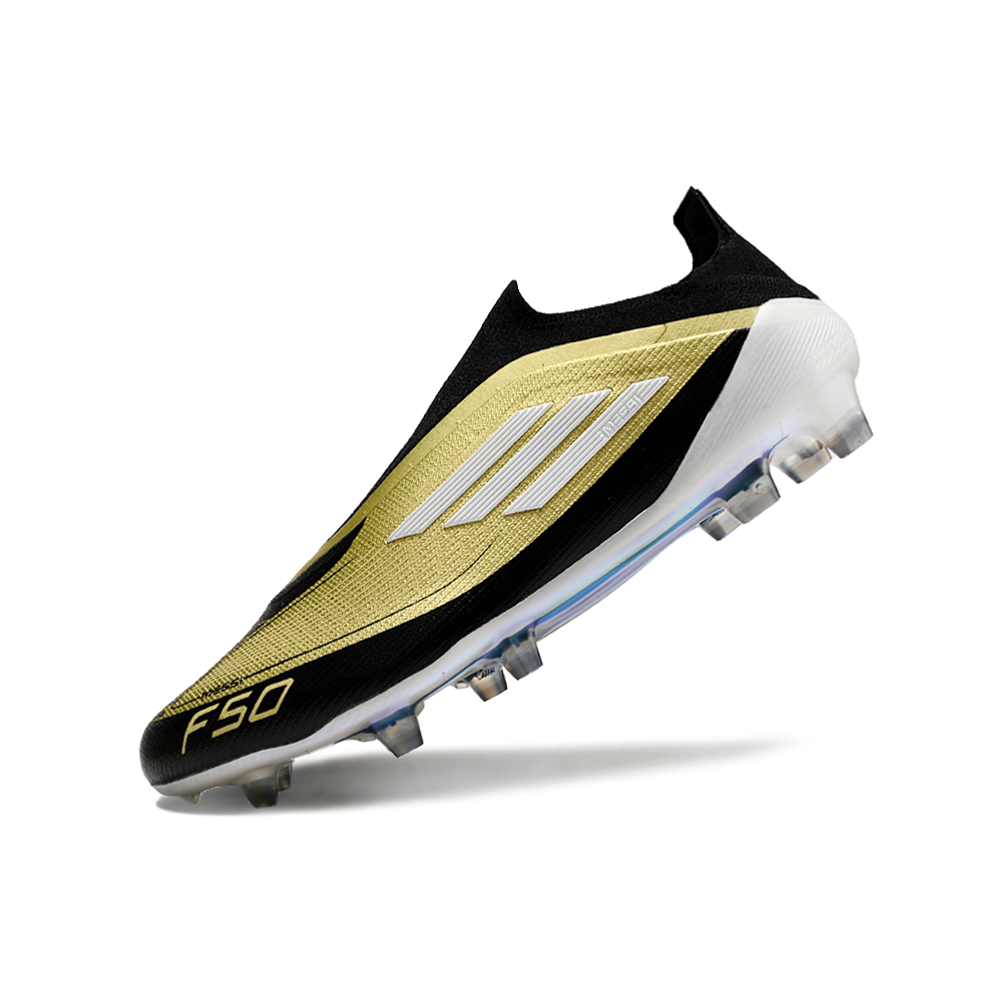 Chuteira Campo Adidas F50+ LL FG Messi Dourado e Preto 