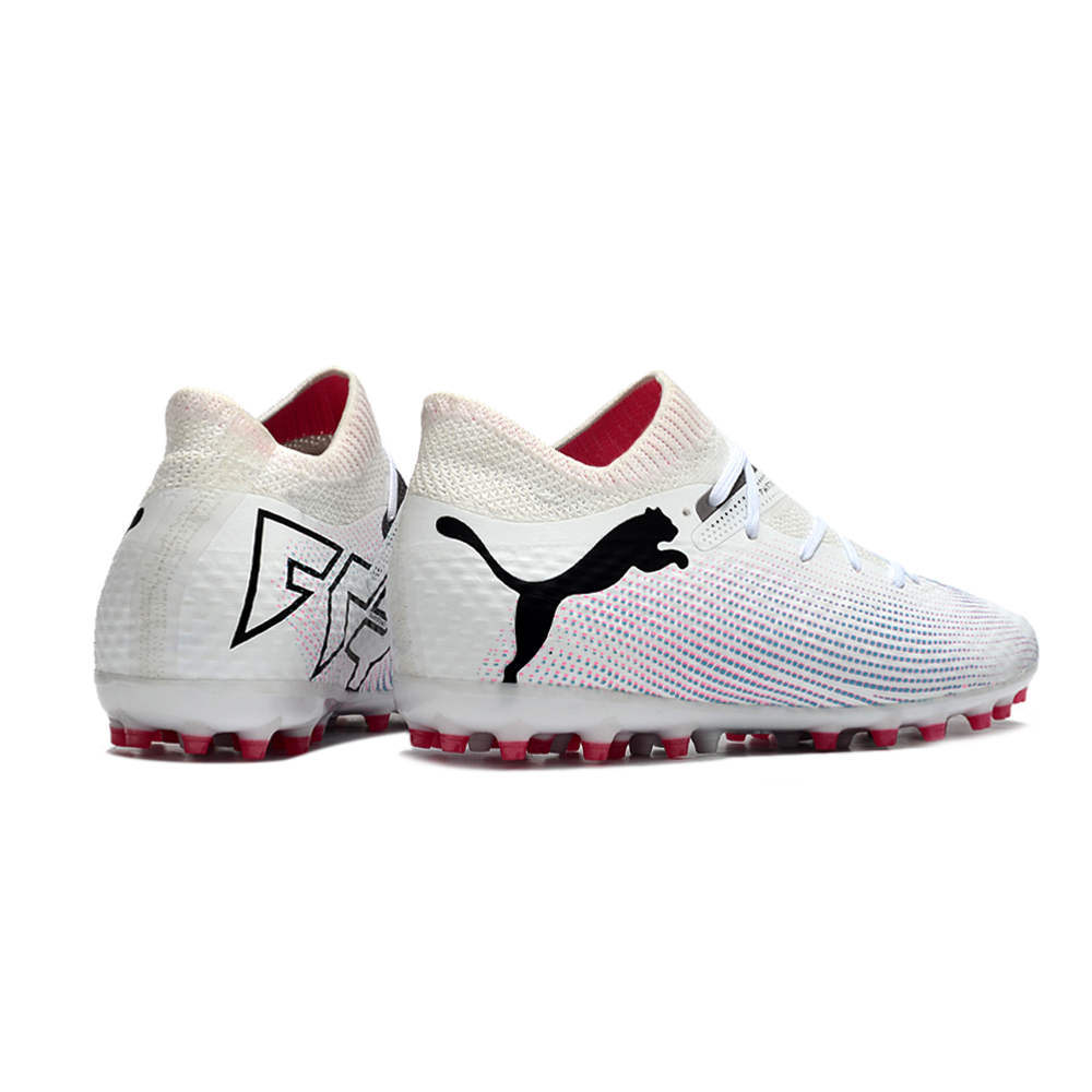 Chuteira Society Puma Future 7 MG Branca e Rosa 