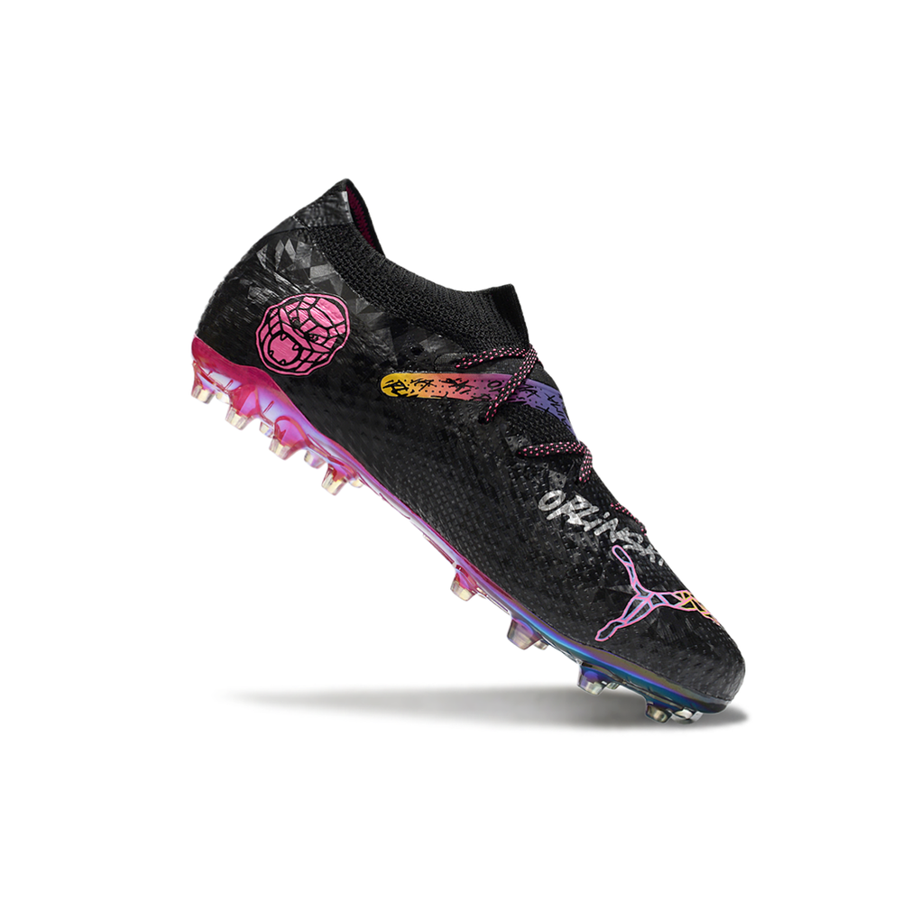 Chuteira Society Puma Future 7 MG Preta e Rosa 