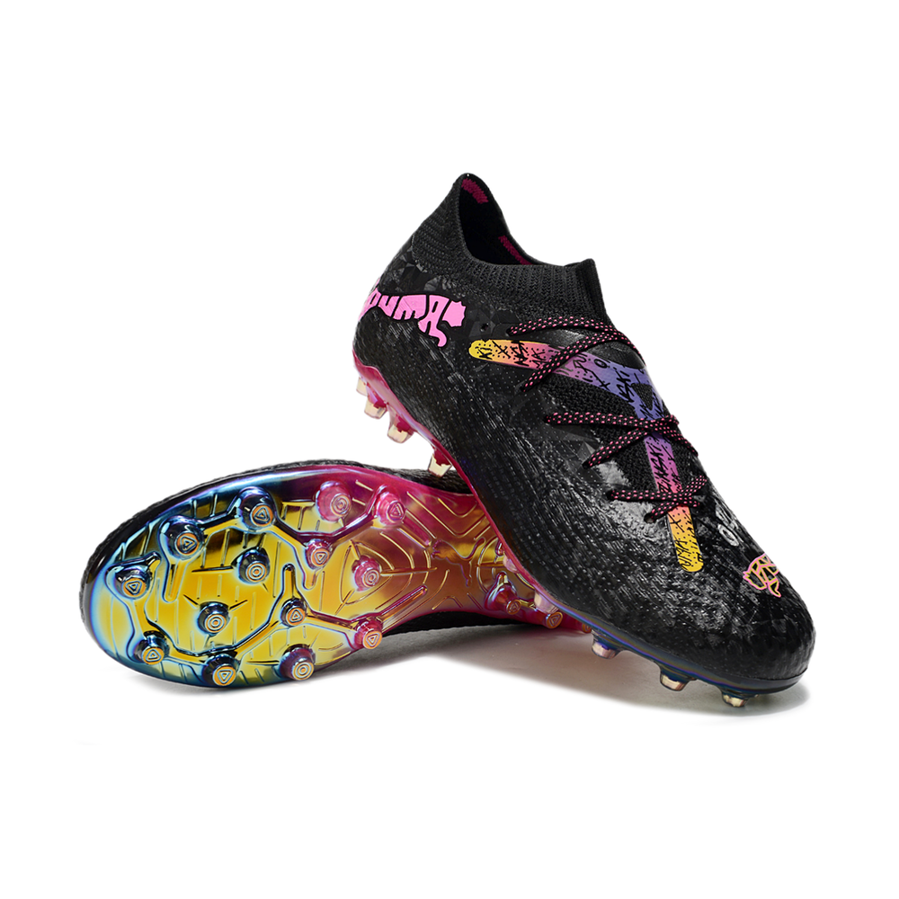 Chuteira Society Puma Future 7 MG Preta e Rosa 