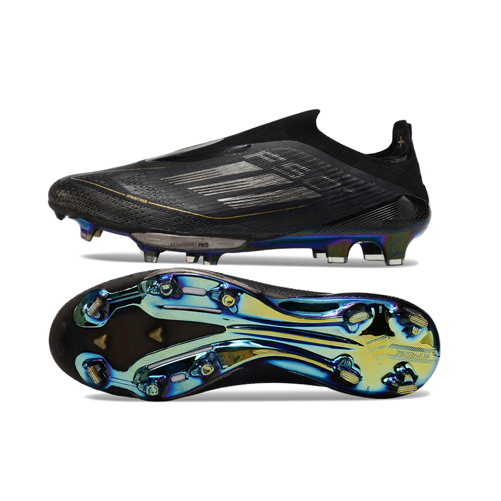 Chuteira Campo Adidas F50+ LL FG Preto e Dourado 