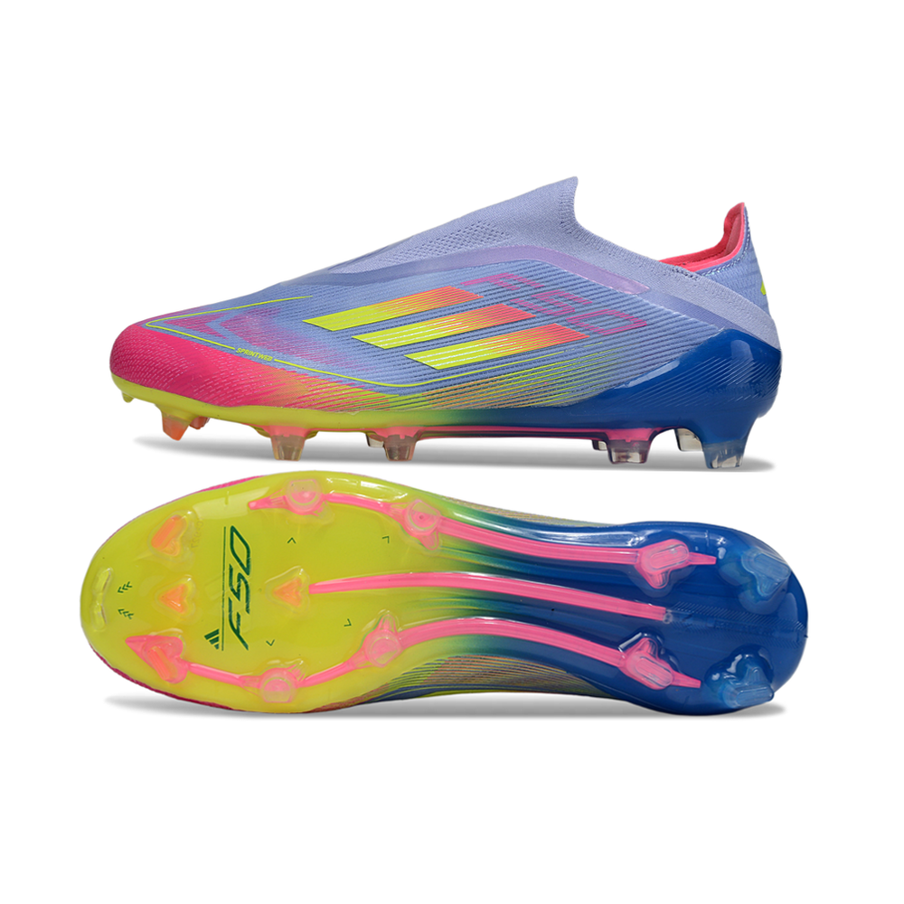 Chuteira Campo Adidas F50+ LL FG Rosa e Azul 